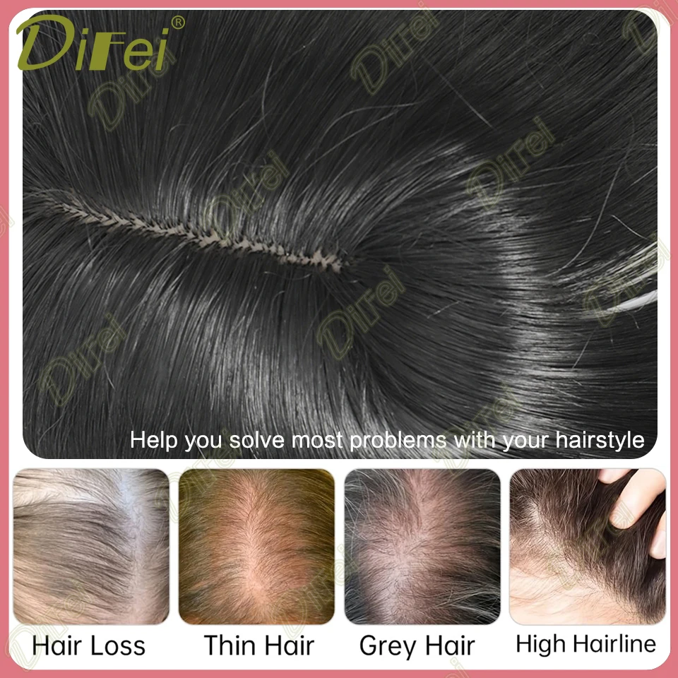 Synthetic Topper Hair Piece Head hair patch Cover Replacement Block With Bangs Long Straight Increase hair volume hair extensions hair toppers