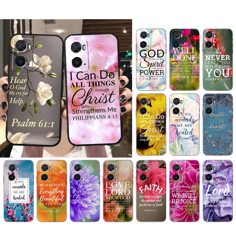 

Flower Bible Verse Christian Phone Case For OPPO A1k A52 A91 A55 A57 A32 A74 A54 A94 A35 A16 A53S A96 A17 A58 Shell