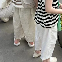 Baby Boy Girl Pant Cotton and Linen Cropped Trousers Child Trousers Long Kid Summer Pant Baby Infant Clothes 1