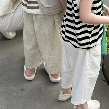 Baby Boy Girl Pant Cotton and Linen Cropped Trousers Child Trousers Long Kid Summer Pant Baby Infant Clothes 1