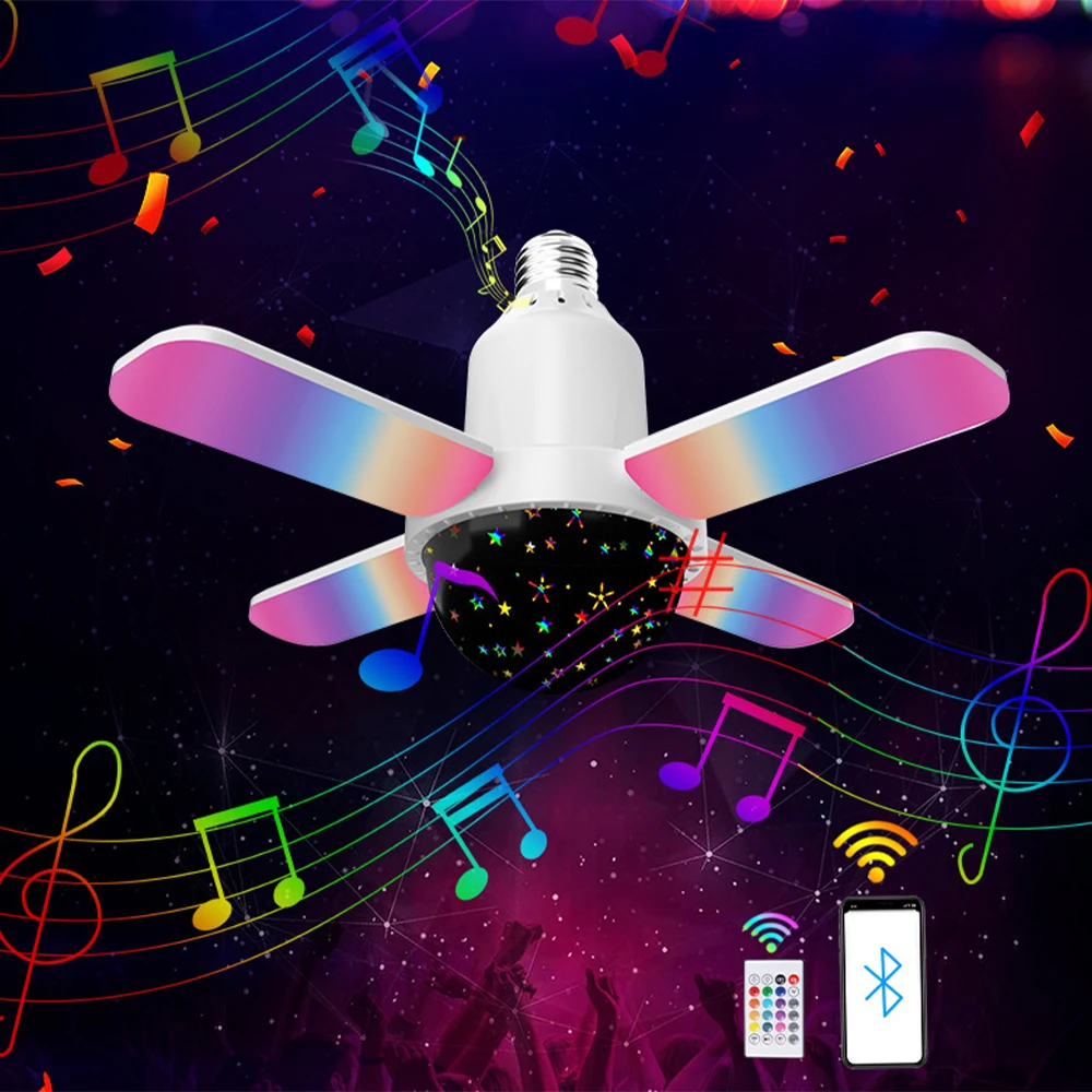 

1500Lumens Led 6500k Ambient Music Light, Bluetooth Music Fan Colorful Projection Light, Music Speaker Sync Color Changing Light