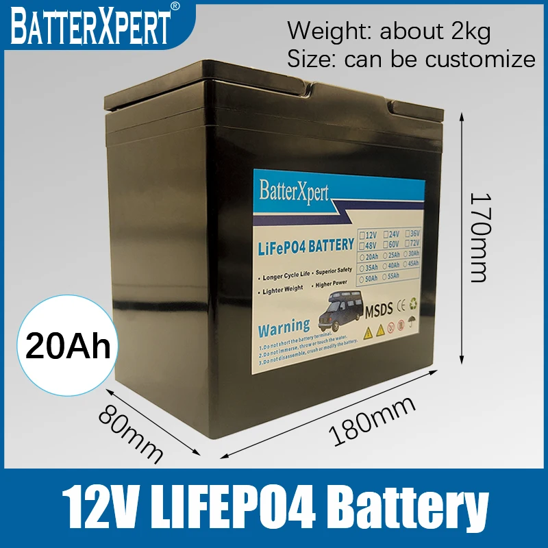 12V 20Ah 50Ah 100Ah 150Ah 200Ah LiFePo4 Battery Pack Lithium Iron