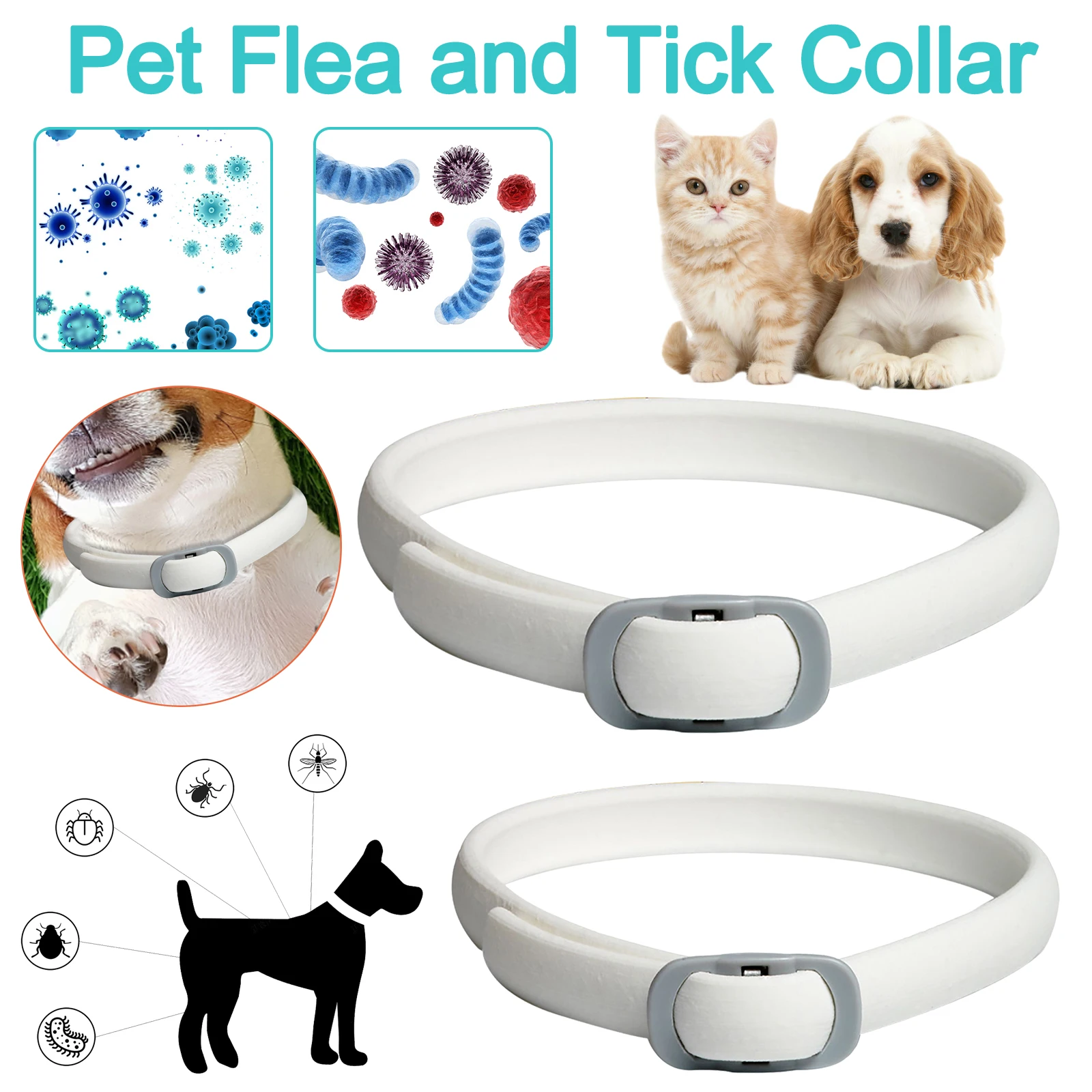 Neck Protection Band for Flea Collars for Dogs Adjustable Pet In Vitro
