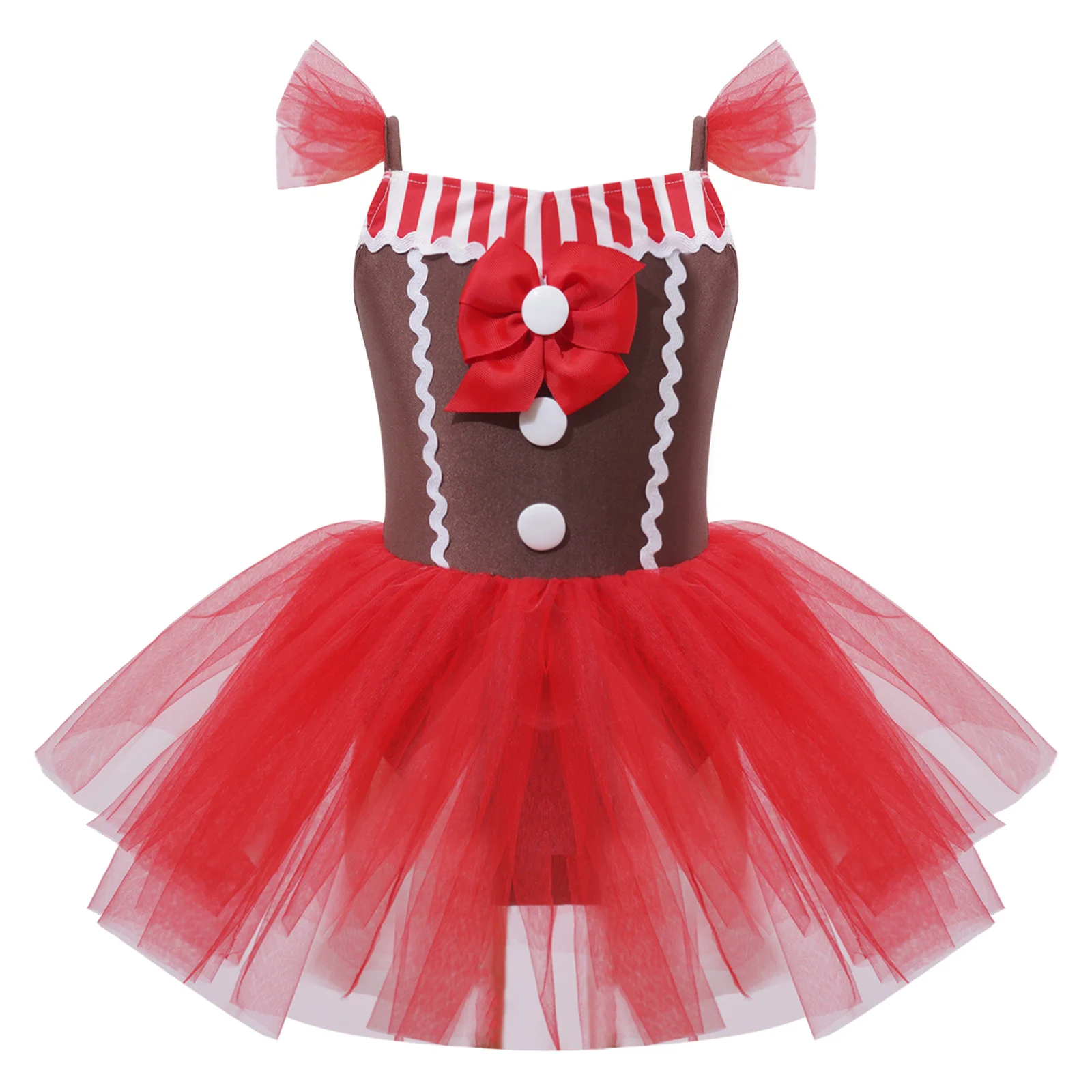 thumbnail image 1 of Disfraz de Navidad de jengibre para niñas, vestido de tutú de malla sin mangas, vestido de fiesta de disfraces de Cosplay, vestidos de actuación de ballet de Año Nuevo, 1 of 4