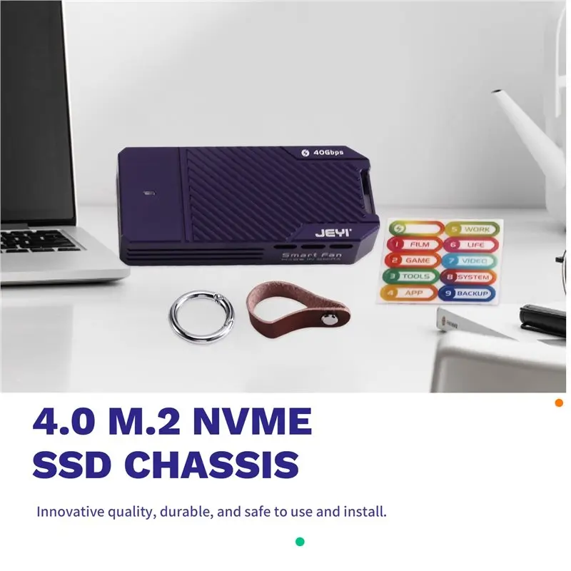 【기념일 세일】JEYI M. 2 Nvme SSD 인클로저 40Gbps USB4.0 알루미늄 케이스 M. 2용 USB Type-C 4.0 솔리드 스테이트 드라이브(Thun용)