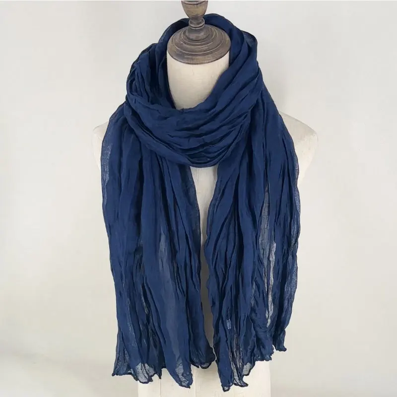 Long Scarves For Women Soft Cotton & Linen Scarf Breathable And Comfortable Shawl For Autumn & Winter 180*70cm Solid Color Wraps - 5