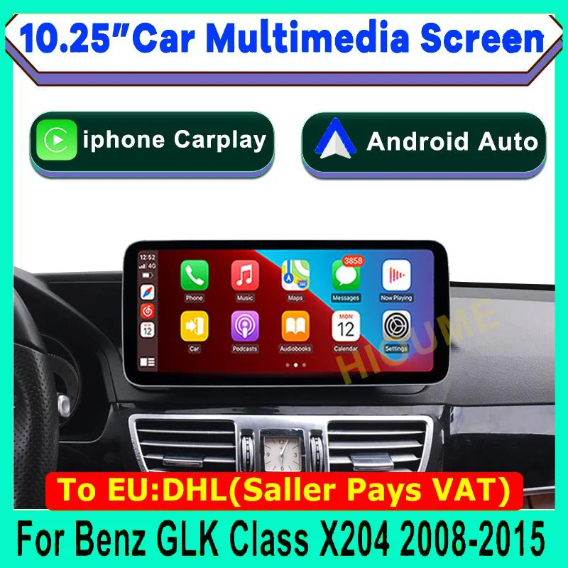 

Blue-tooth 10.25" Wireless CarPlay Video Music Stereo Player Multimedia Touch Screen For Mercedes Benz GLK Class X204 2008-2015