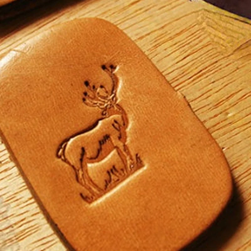 5pcs moose Leather Stamps Aluminum Embossing Stamping Mold Sika Patterns DIY Leathercraft Branding Keychain Carving Press