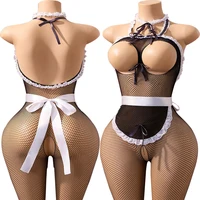 Ensembles de lingerie érotiques pour femmes : Robes de baby doll de soubrette à soutien-gorge ouvert, Lingerie sexy sans entrejambe et Bodystockings résille ajourés 1