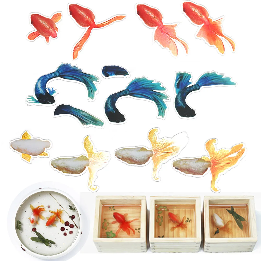 5 Sheets Mix Fish Epoxy Resin Molds UV Resin Stickers Filler