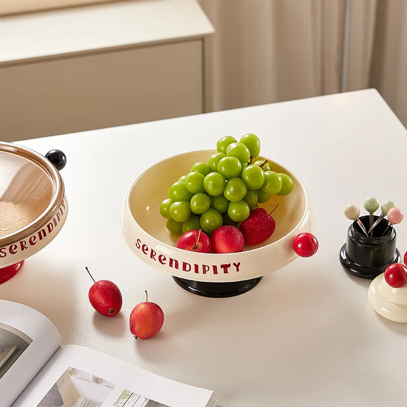Household High Footed Fruit Tray plastic Snack Placement Tray fruit Basin with Lid high Appearance Multifunctional Storage Shelf