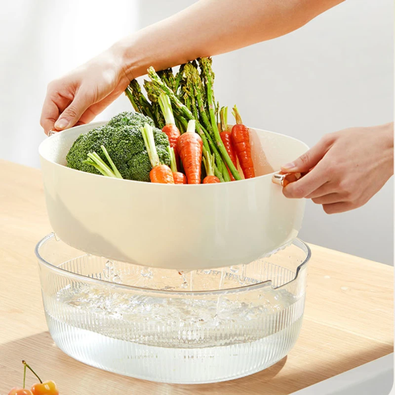 Cestello di scarico multifunzionale cestello per il lavaggio delle verdure  a doppio strato per uso domestico cucina creativa lavabo per la pulizia