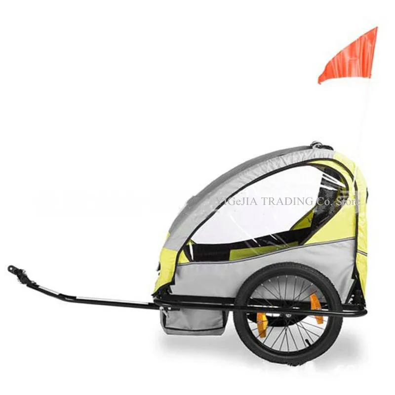 TwinsBicycleTrailerSteelFrameDoubleKidsBikeCarrier2Seats