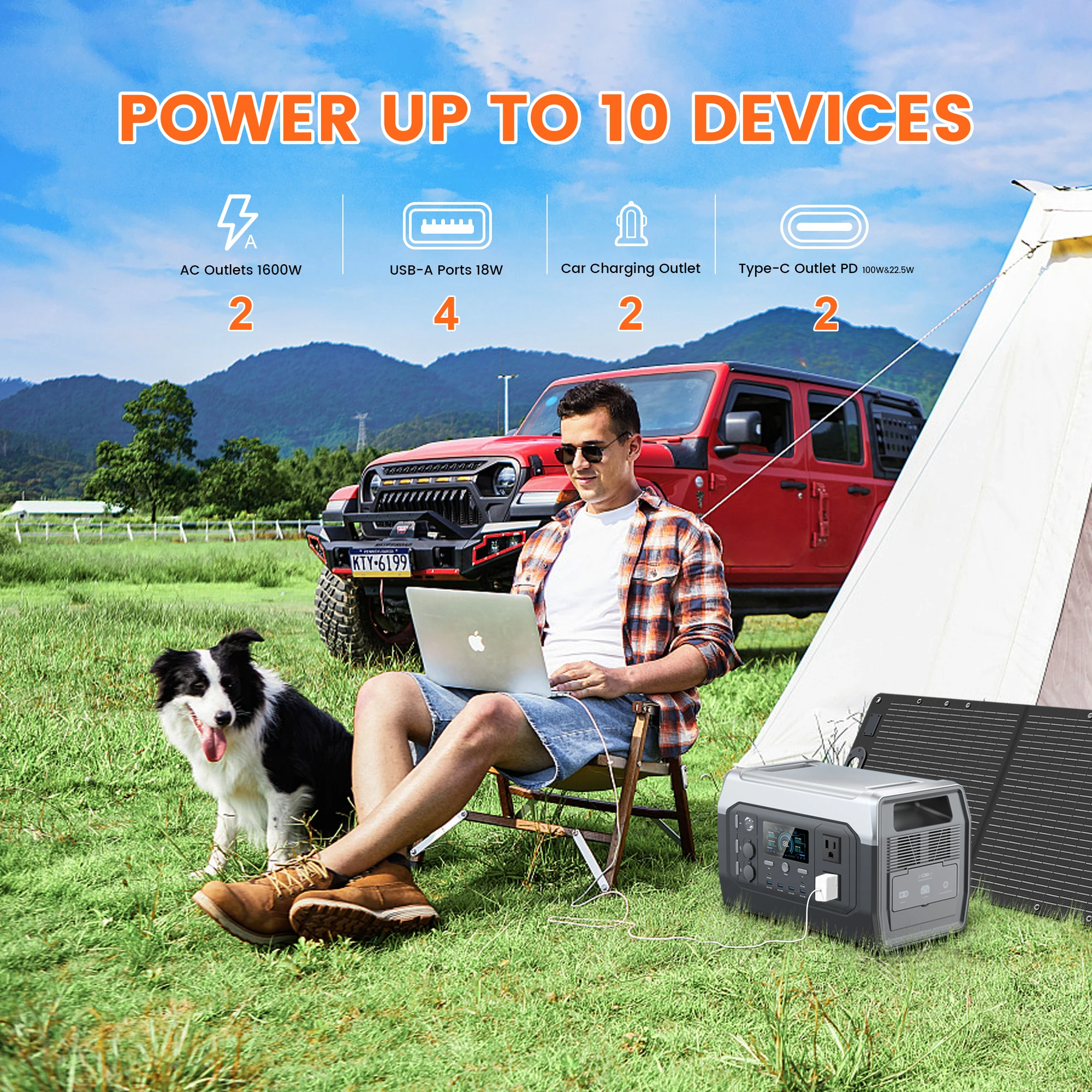CTOLITY XP1000 1800W Portable Solar Generator Power Station 1024WH Lifepo4 Battery Camping Charging Outdoor Laptop Phones RV - Image 3