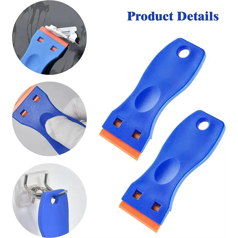 Plastic Razor Scraper Car Window Glass Label Sticker Glue Decal Cleaning Removal Tape Remover + 10pcs Double Edged Blades razor blade scraper car sticker remover window scraper tool window scraper razor blade scrapers glue removal scraper