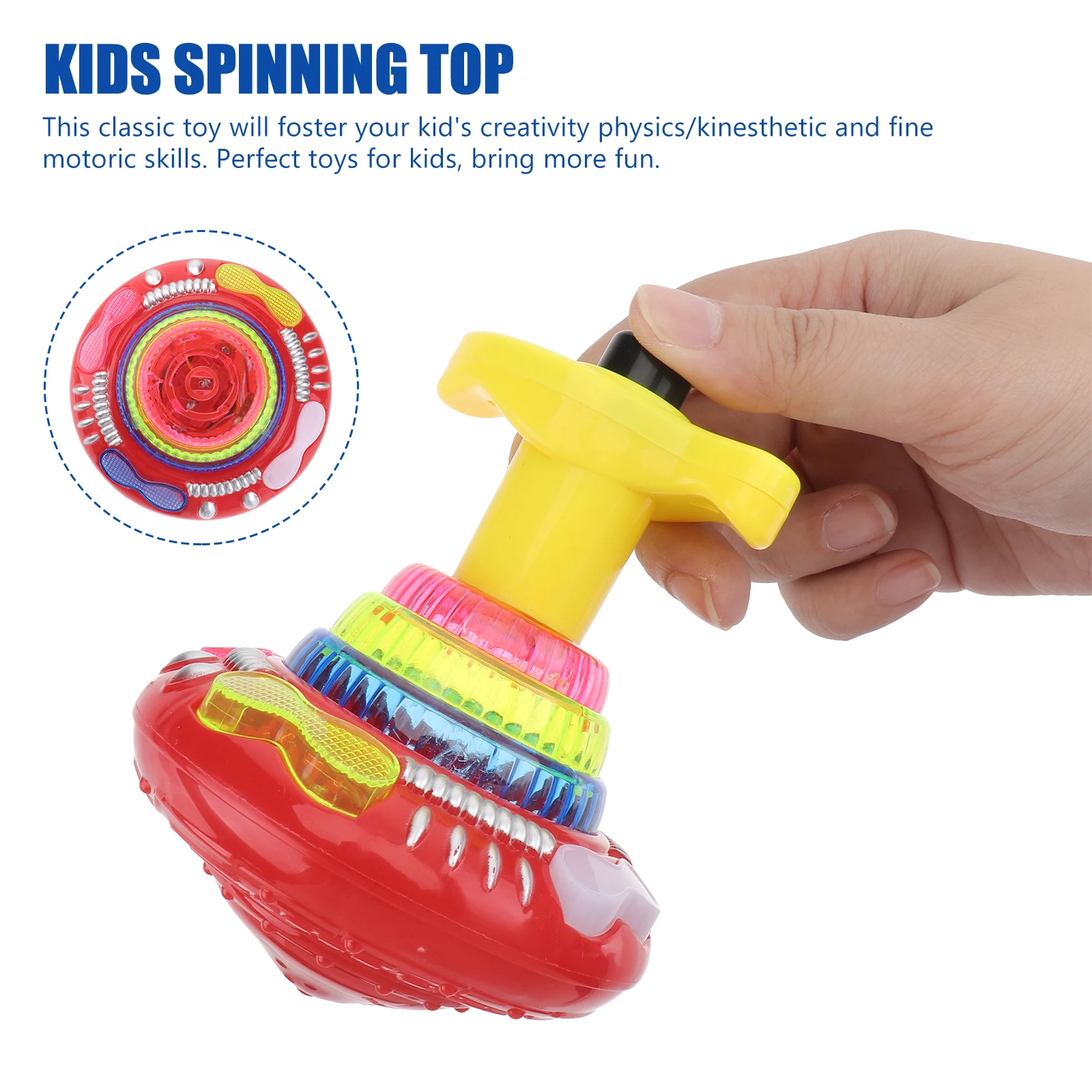 Giroscopio Rotante Con Luci LED Multicolore E Trottola - Giocattolo Che Si Illumina, Colori Casuali, Batterie Incluse, Regalo Per Bambini - 4