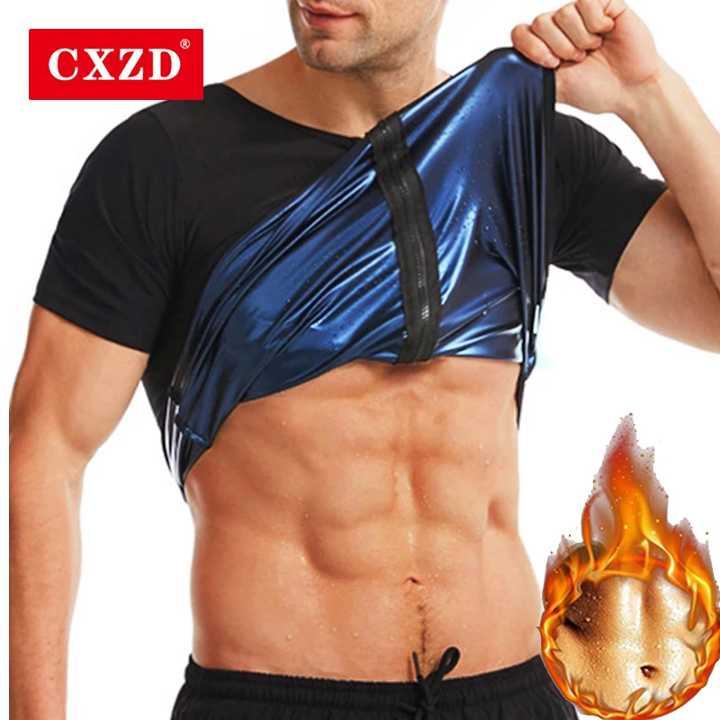 

CXZD Men Neoprene Sweat Sauna Shirt Body Shaper Waist Trainer Slimming Compression Shapewear Corset Reductor Abdomen Corset Top