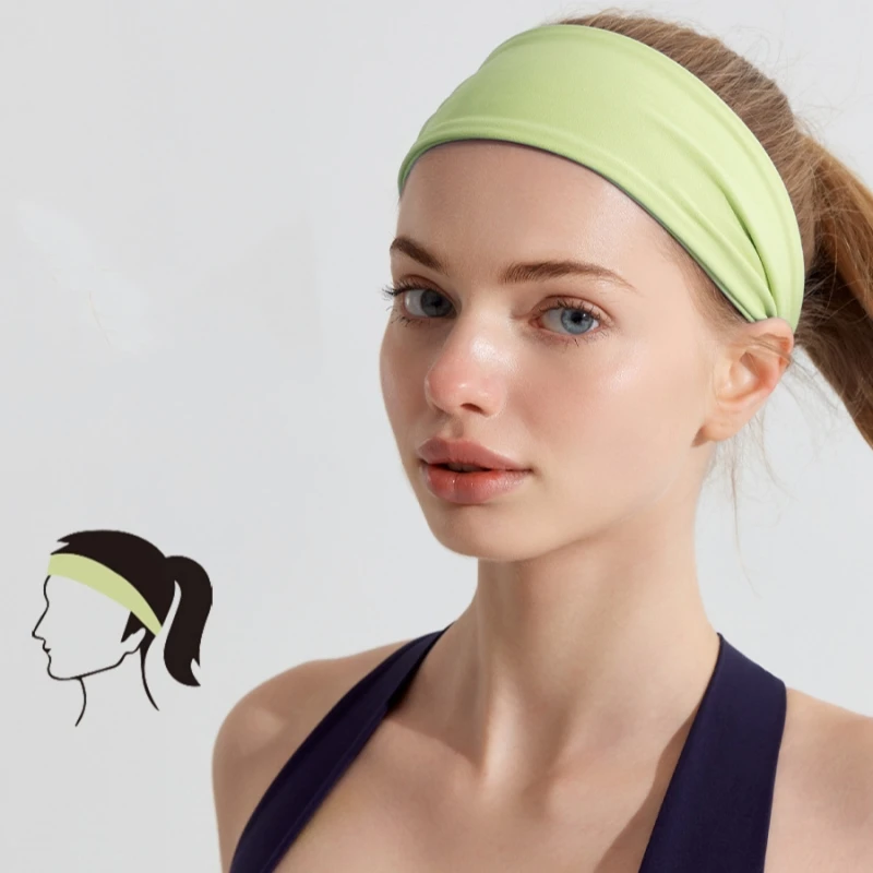 1PC Solid Wide Side Stretch Yoga Hair Band Anti Sweat Absorbent Twisted Headband Hair Tie for Sports Running Fitness