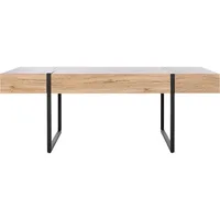 Home Collection Tristan Modern Rectangular Coffee Table COF7000B, 43.3" W X 23.6" L X 15.7" H, Natural/Black Metal Legs 1