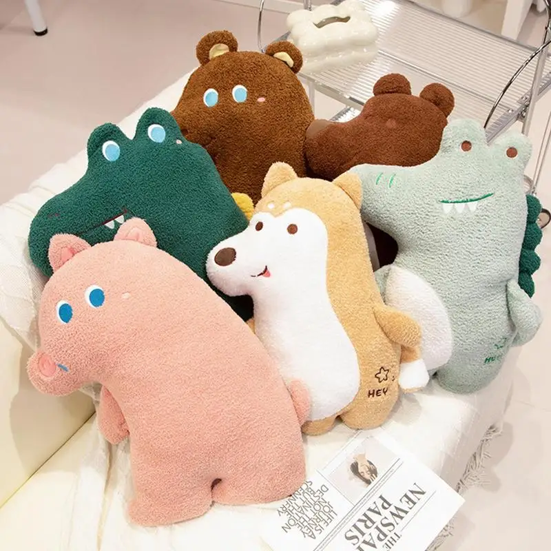 

С животными из мультфильмов для подушки Диван Декор Kawaii свинка крокодил Медведь Подушка Мягкие животные плюшевые игрушки рождественские подарки для детей