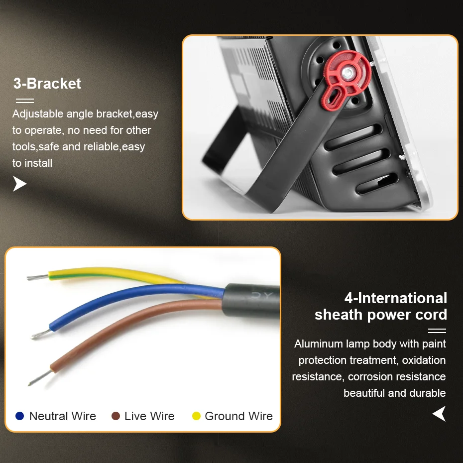 Description Picture 6 of itemOutdoor 220V LED Floodlight 400W 200W 100W 50W LED Street Spotlight Lamp IP66 Waterproof Led Flood Light for Home Lighting