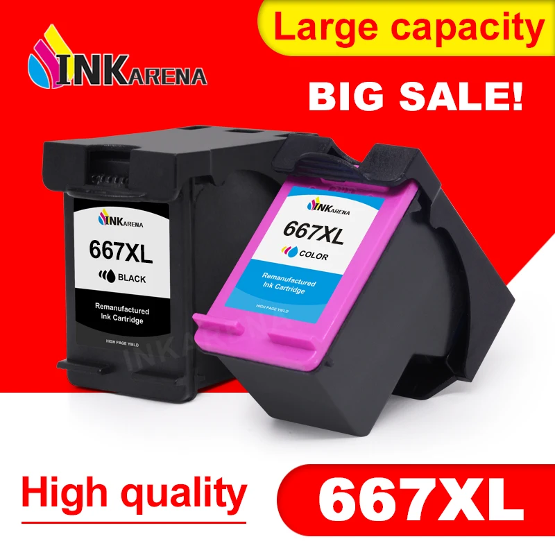 

INKARENA 667XL Refill Ink Cartridge Compatible For HP667 667 XL Deskjet Ink Advantage 1275 2374 2375 2376 2775 2776 Plus 6475