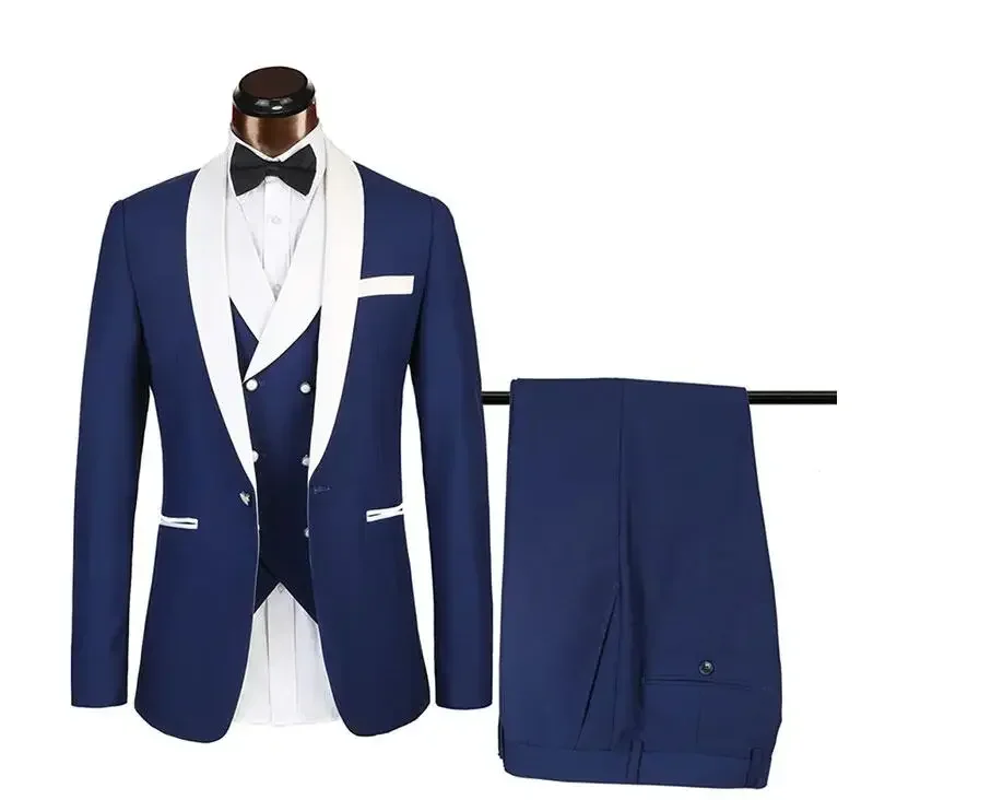 

Tailored Navy Blue Suit Men Groom Wedding Suits Slim Fit 3 Piece Tuxedo Prom Custom Blazer Sets Jacket Pants Vest Costume Homme