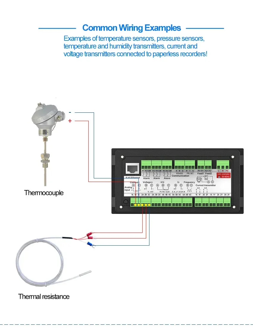 Multichannel Data Recorder PT100 K TC Temperature Sensor Datalogger Color Screen