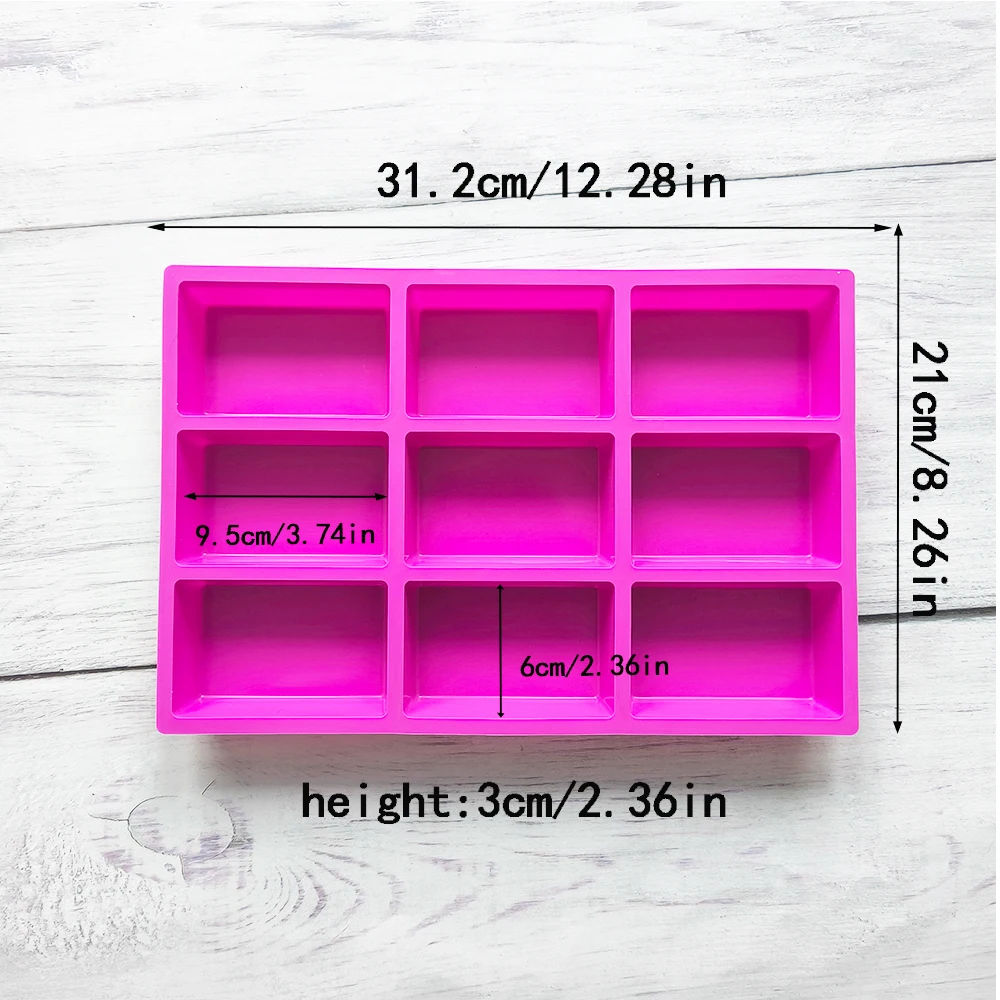 Silicone Soap Mold 9-connected Rectangular for Baking Cake 1PC