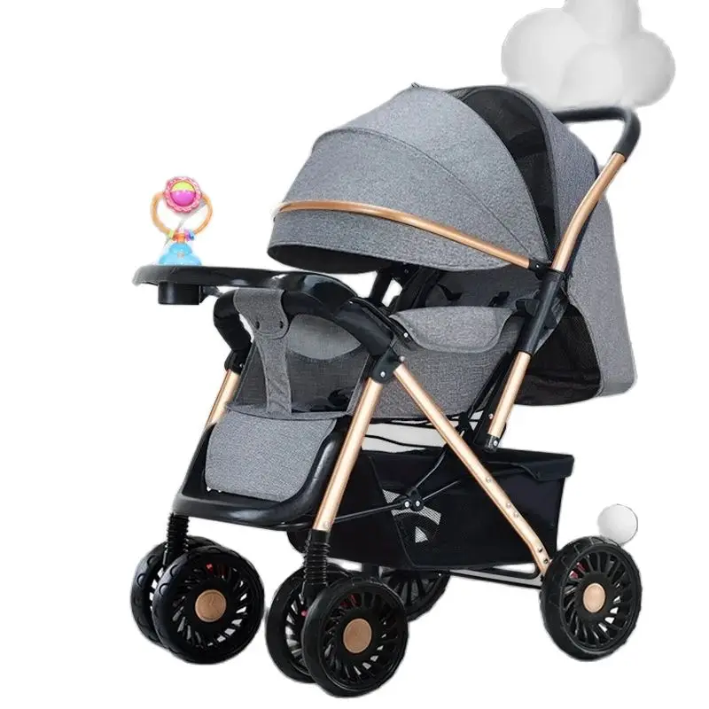 Folding Baby Stroller can Sit or Lie Down Lightweight Four-wheeled Shock-absorbing Walking Baby Car Out of the Car Stroller