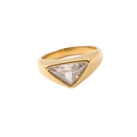 New Vintage High End PVD No Fade Fashion Luxury Simple Triangle Zircon Stainless Steel Finger Ring Trendy for Women 1