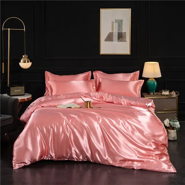 Ensemble de housse d'injathlon mûrier naturel, mélange de luxe, drap-housse, satin haut de gamme, soyeux, king size, parure de lit queen size 2