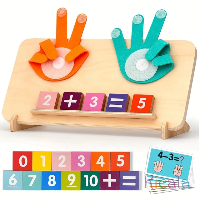 Kids Wooden Finger Arithmetic Montessori Education Toys Learning Math Operations Addition Subtraction Cognitive Matching Board 2