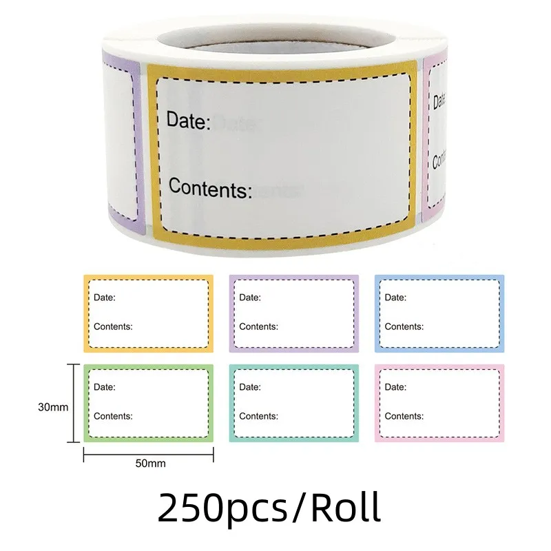 

250pcs/roll Kitchen Date Roll Paper Label Waterproof Food Storage Stickers Removable Storage Sticker Freezer Labels