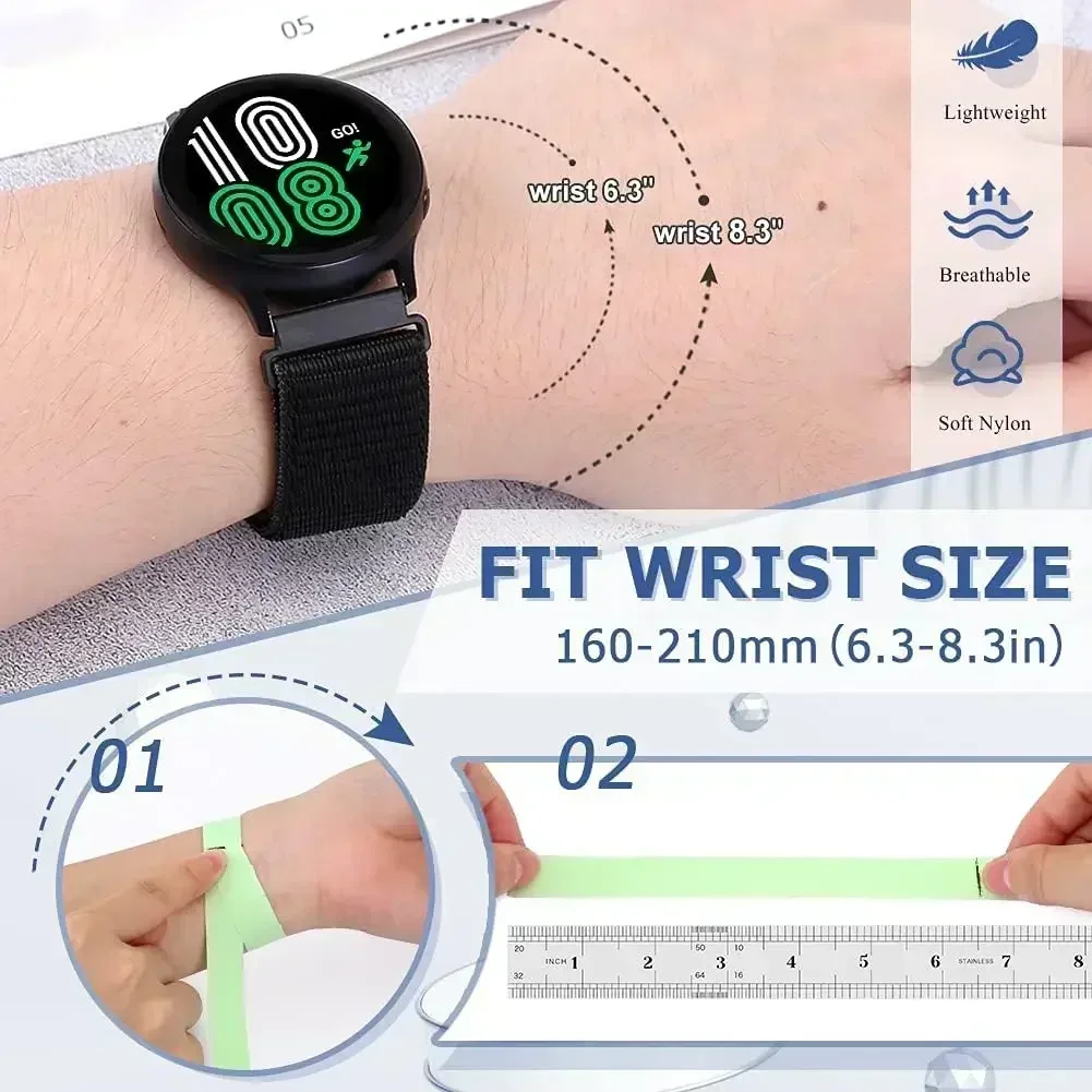 Enhanced Sports Nylon Loop Strap - 22/20mm Band - Universal Fit Wristband Bracelet Correa