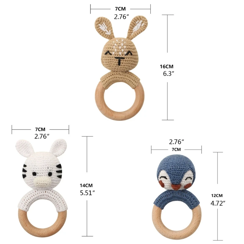 HUYU Natural Sensory Toys for Newborn Shower Gift Sensory Gifts Beige Wood Boho Baby Teething Toys Stroller Hanging Pendants