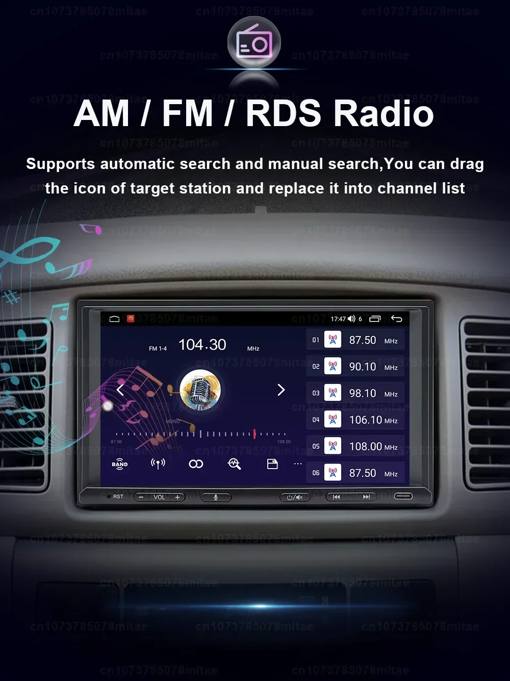 Car Stereo Type C 2 Din 7 Inch Car Universal Multimedia AI Voice Wireless Android Auto Carplay GPS Navigation MP5 Radio steroe head unit