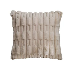 Nordic Style Plush Decorative Pillow Cover for Living Room Sofa Decor (Coffee)