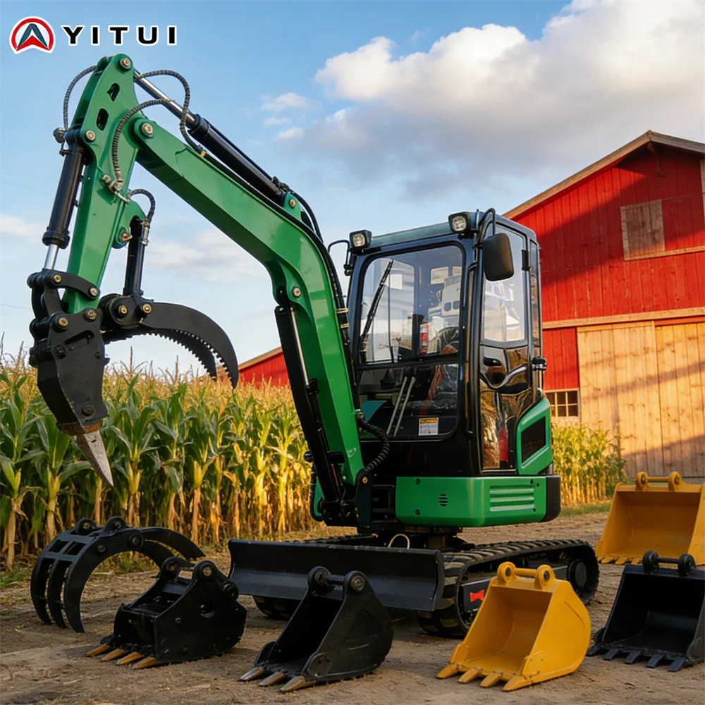 YITUI 2 Ton Mini Excavator, Personalized Customized Model, 360 Degree Rotating Chassis, Fast Delivery, Diesel Engine