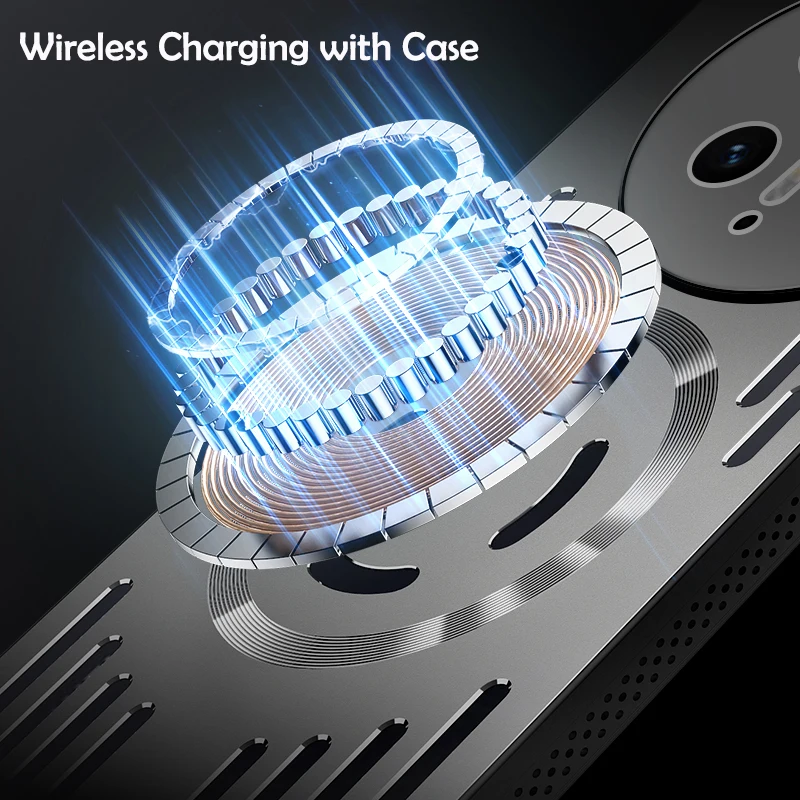 Premium Hard Metal Magnetic Wireless Charging Protective Case - Heat Dissipation Cover