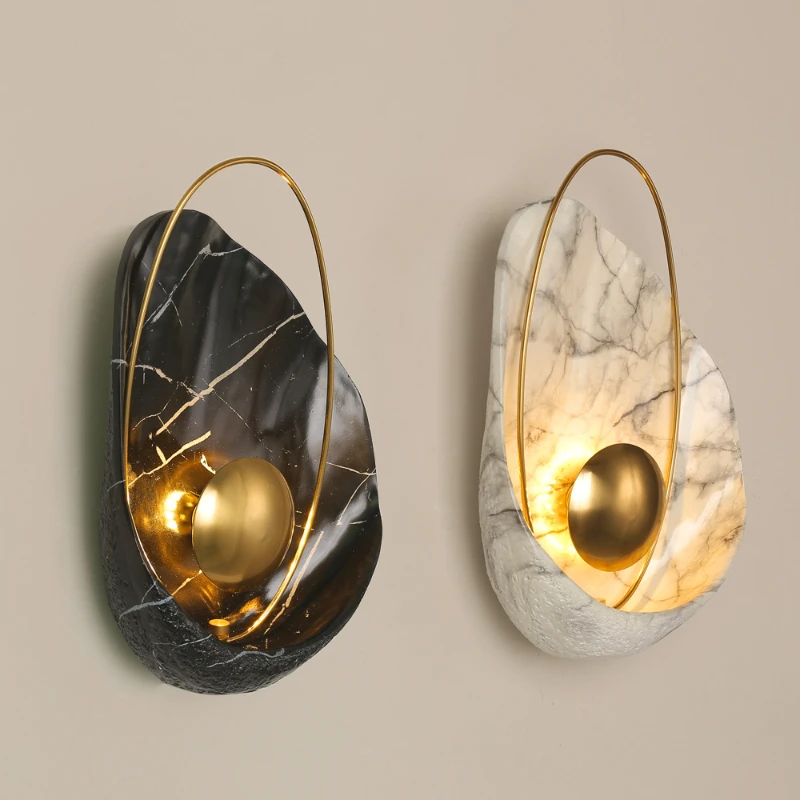 

modern LED wall lights Nordic minimalist home bedroom bedside lamps creative marble furniture showroom window wall lamp Fixtures