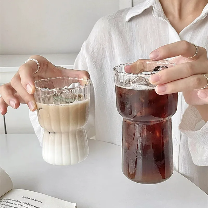 Striped Glass Cup Ripple Drinking Glassestea Juice Cup Quality Water Milk Home Drinkware Glass Office Coffee Cup