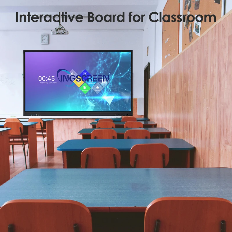 INGSCREEN Manufacturer Support Touch Function 55 65 75 Inch LCD 4K Smart Interactive Board With Android 12.0 8+128