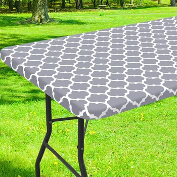 Olanly Rectangle and Round Table Cloth Waterproof Elastic Fitted Table Covers Wipeable Tablecloth Camping for Indoor Outdoor 1