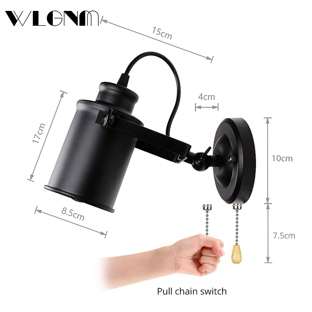 Retro Vintage Wall Lamp Light Switch Decor Bedroom Living Room Hall Bed Side Adjustable Antique Rustic Led Lights Lamps led wall lamp wall lamp