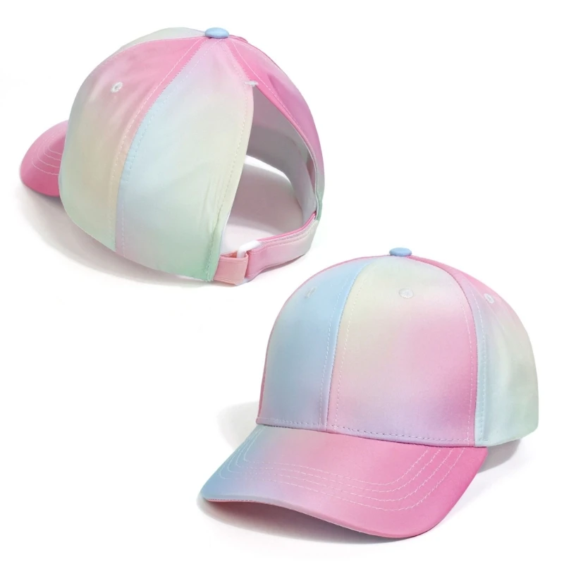 High Bun Ponytail Hat for Children Girls Baseball Adjustable Summer Ponytail for Kids Outdoor Beach-Headwear 5