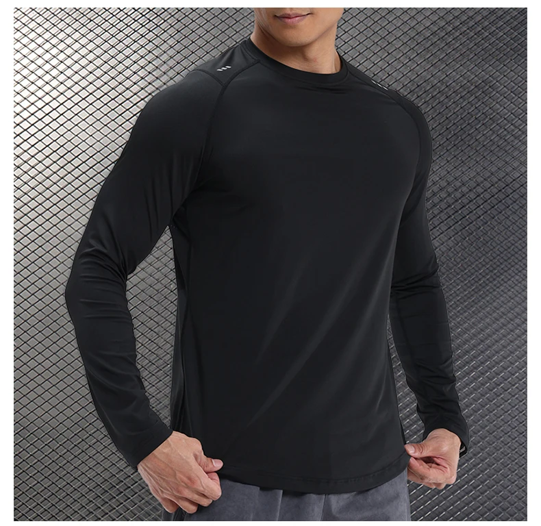 Men Compression Shirt - Long Sleeve Running Gym Top With Moisture Wicking Fabric