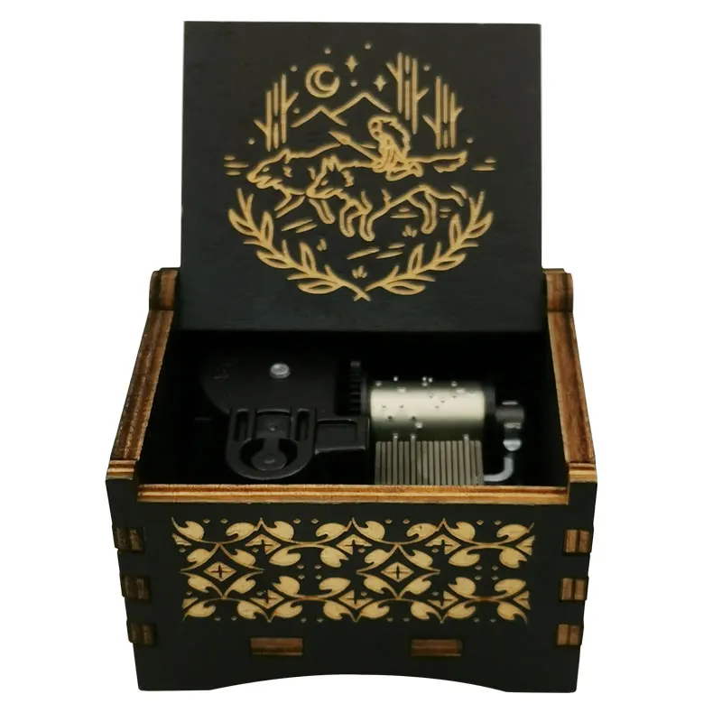 Princess Wooden Music Box Mononoke Laser Engraving Clockwork Type /Hand-operated Type Home Decoration Gift
