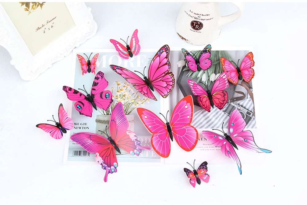 12Pcs 3D Schmetterling Wand Aufkleber Diy Schreibwaren Aufkleber Handgemachte Handwerk Liefert Hause Zimmer Aufkleber Dekoration Hochzeit Geburtstag – Detail 9