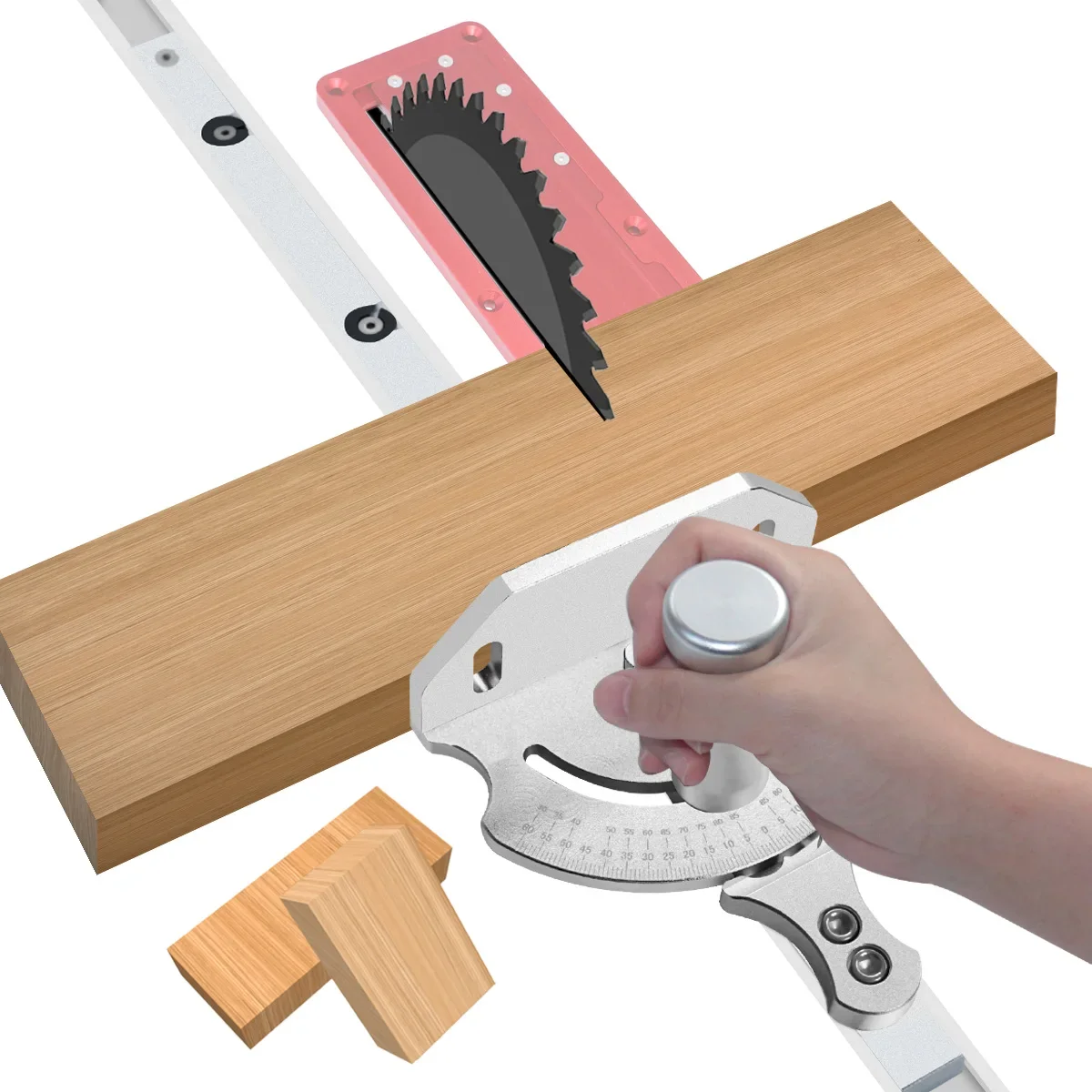 Universal Table Saw Miter Gauge Aluminum Alloy Precision Miter Gauge W/ Fixed Angle Gear Shifting Hole T Track Angle Ruler Woodworking Tool